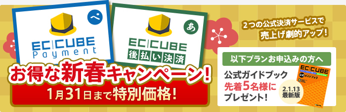 EC-CUBEペイメント お得な新春キャンペーン！1/31まで特別価格！