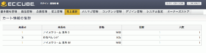 カート情報の集計プラグイン