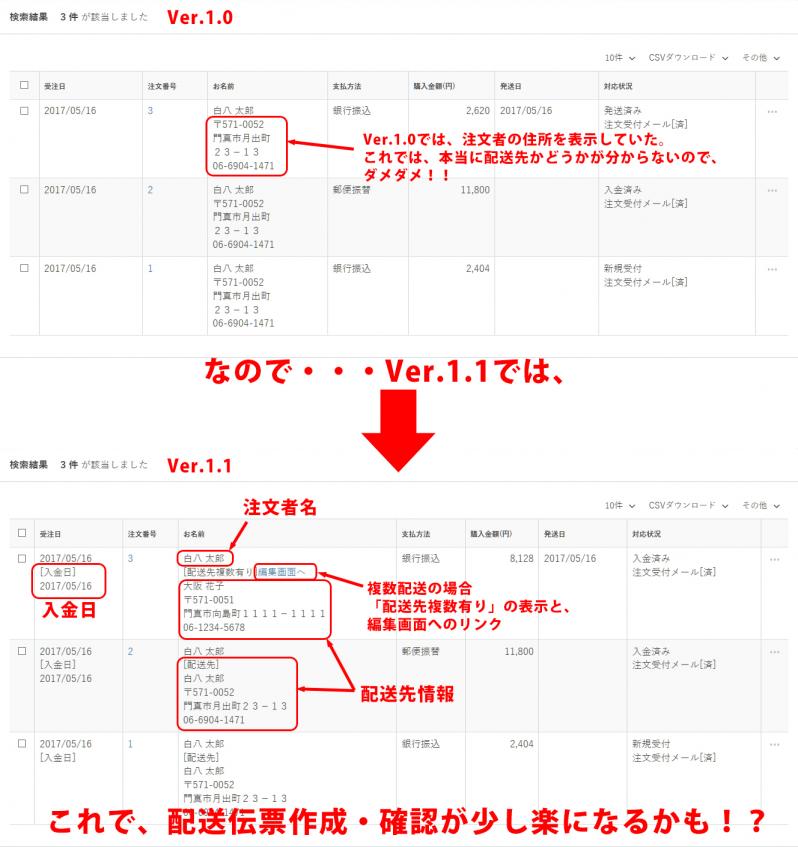 一覧画面(受注管理)項目変更プラグイン