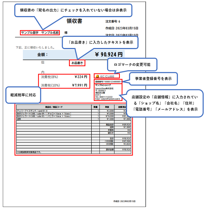 領収書出力プラグイン for EC-CUBE4