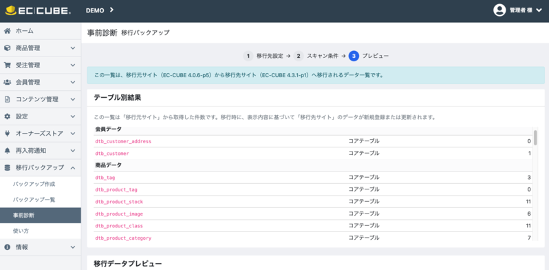 データ移行向けバックアップ生成 for EC-CUBE 4.0/4.1
