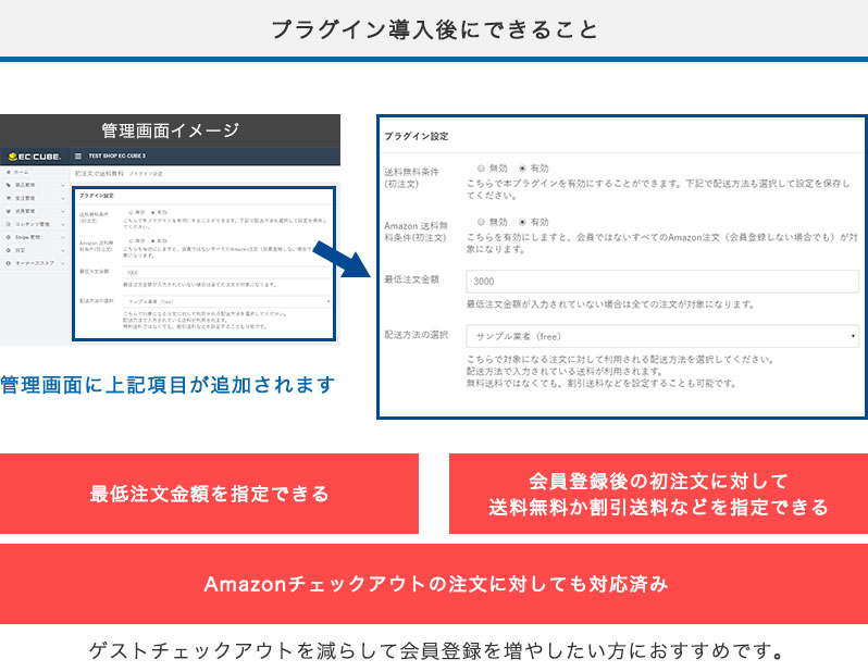 初注文で送料無料プラグイン EC-CUBE 3