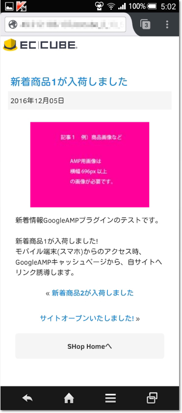 新着情報GoogleAMP化プラグイン