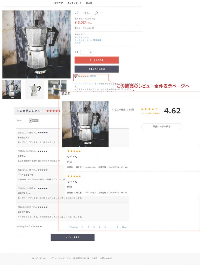 商品レビュー強化プラグイン 商品レビューページ レビュー一覧 ブロック ページネーション機能追加