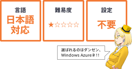 日本語に対応！設定不要！選ばれるのはダンゼン、Windows Azureネ！！