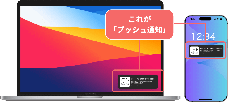 プッシュ通知通知される箇所
