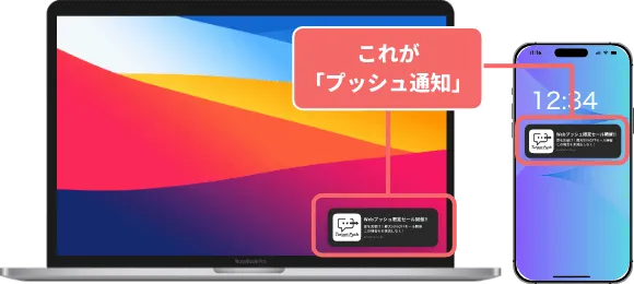 プッシュ通知通知される箇所