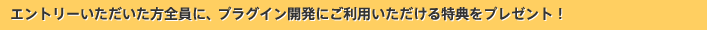 エントリーいただいた方全員に、プラグイン開発にご利用いただける特典をプレゼント!